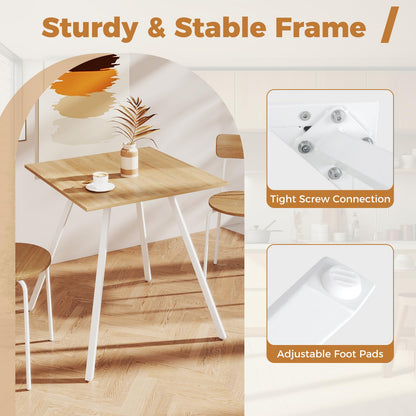 3 Piece Breakfast Kitchen Table and Chairs with Metal Legs & Adjustable Foot Pads