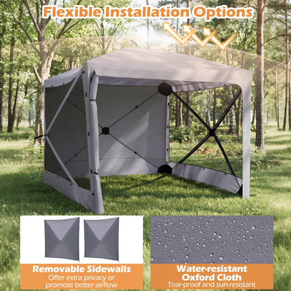 Pop Up Screened Gazebo, 4/6-Sided Instant Camping Shelter Tent with Bug-Proof Mesh Sidewalls