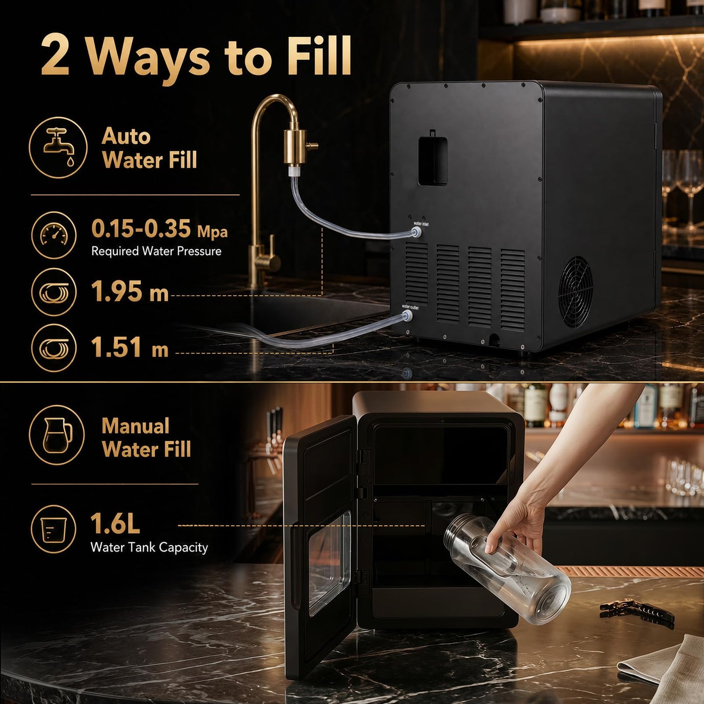 5 cm Ice Ball Maker with Self-Cleaning for Whiskey Cocktail Home Bar