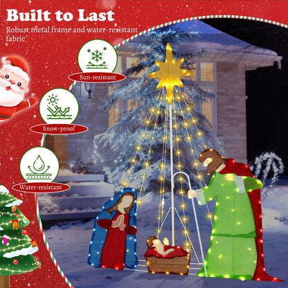 Christmas Nativity Set, Lighted Xmas Holy Family Scene with LED Lights