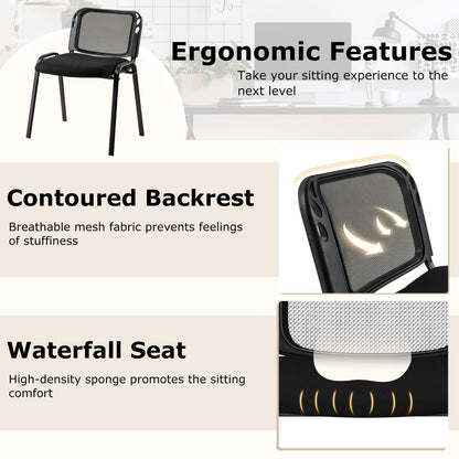 Set of 5 Stackable Waiting Room Chairs with Mesh Backrest and Waterfall Seat