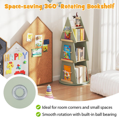 4 Tier 360°Rotating Childrens Bookcase with Side Hooks