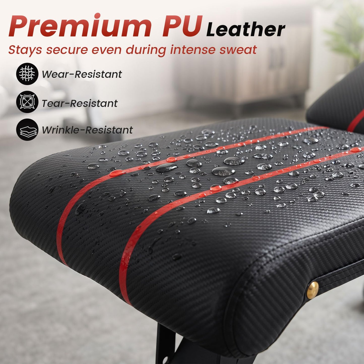 Adjustable Foldable Black Dumbbell Bench with PU Upholstery and Heavy-Duty Iron Frame