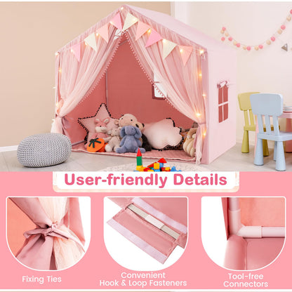 Kids Play Tent 3-4 Kids Large Play Tent House with Fabric and Screen Curtains