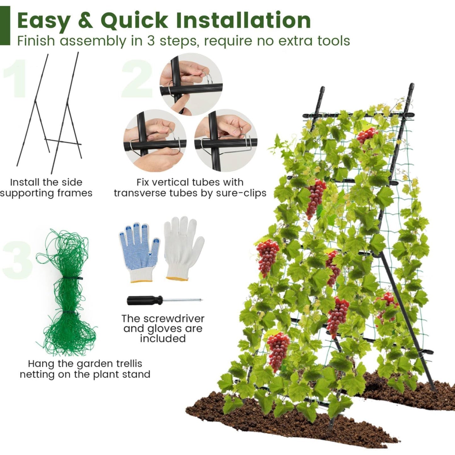 GiantexUK Garden Cucumber Trellis with Netting