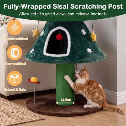 Cat Tree, Christmas Cats Climbing Tower with Condos