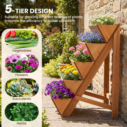 5-tier Vertical Raised Garden Bed Wood Elevated Planter Box