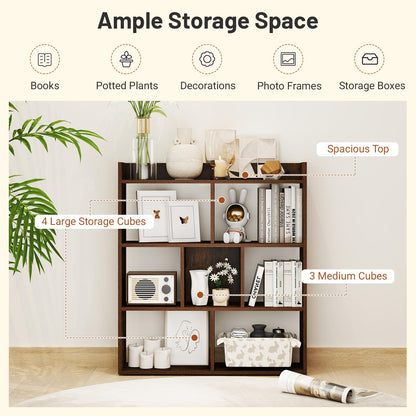 7 Cubes Open-back Bookshelf Home Storage Display Shelf