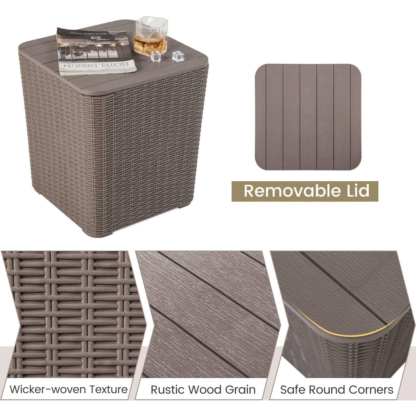 Waterproof Deck Boxes with Removable Sit-on Lid