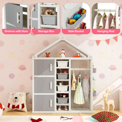 Kids Costume Storage Closet with Storage Bin