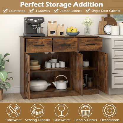 Sideboard Storage Cabinet, Large Kitchen Cupboard with Adjustable Shelf