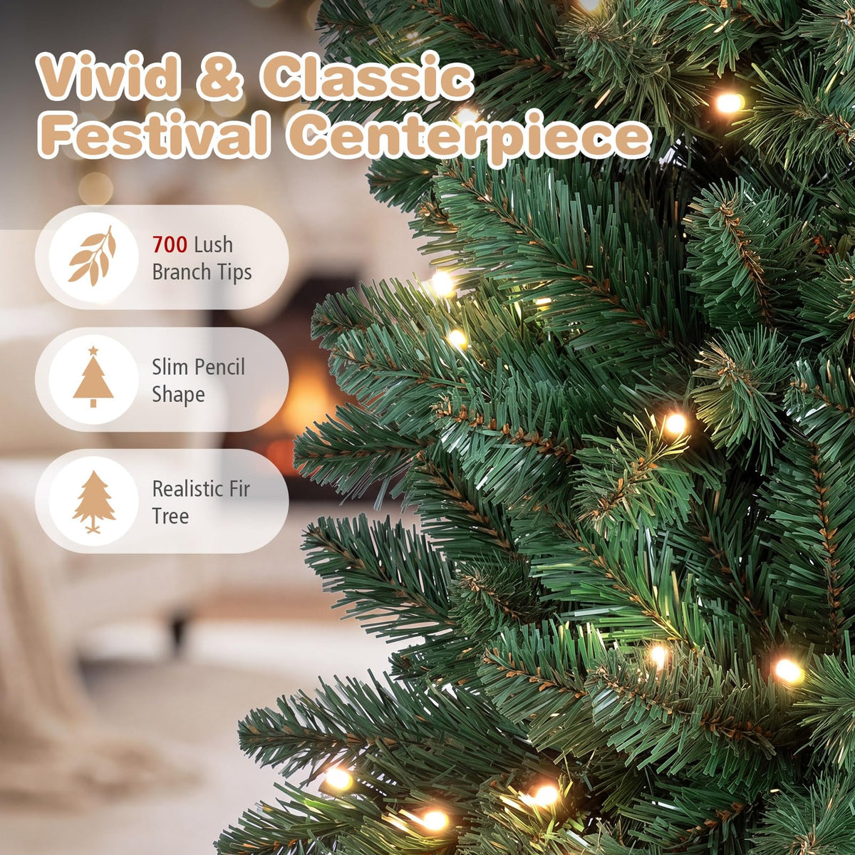 6FT Pre-Lit Christmas Tree with RGB LED Lights