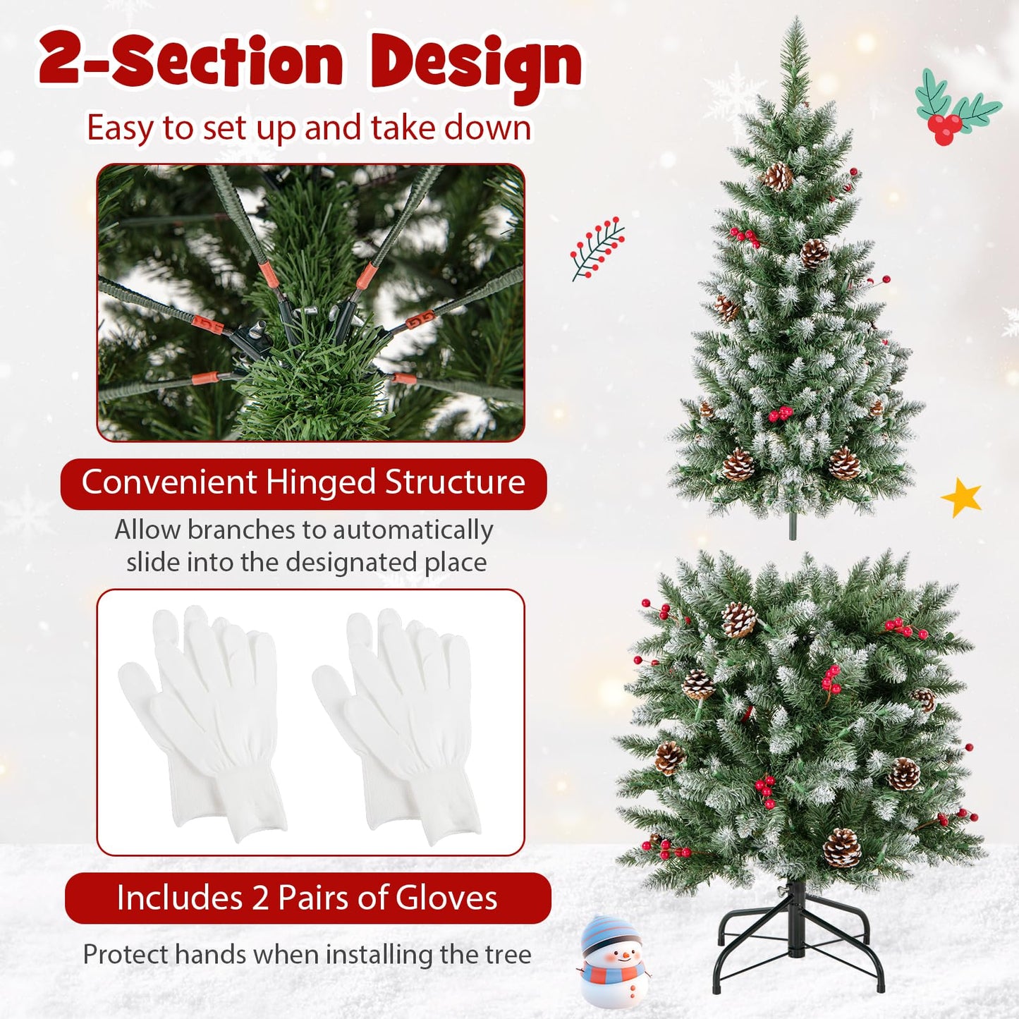 Artificial Christmas Tree with Branch Tips and Natural Pine Cones