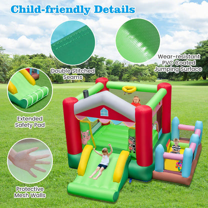 4-in-1 Farm Themed Inflatable Bounce House with 480W Blower