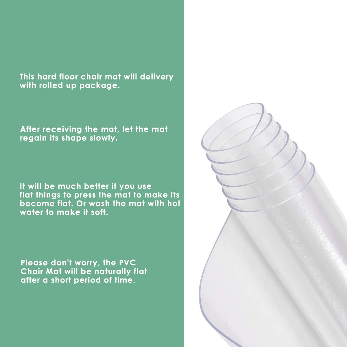 120x120cm Office Chair Mat, Transparent Non Slip PVC Floor Protection Mat