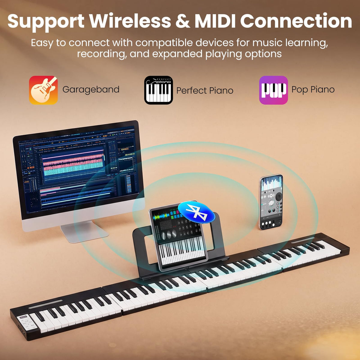 88 Keys Keyboard Piano,Magnetic Digital Piano with Wireless