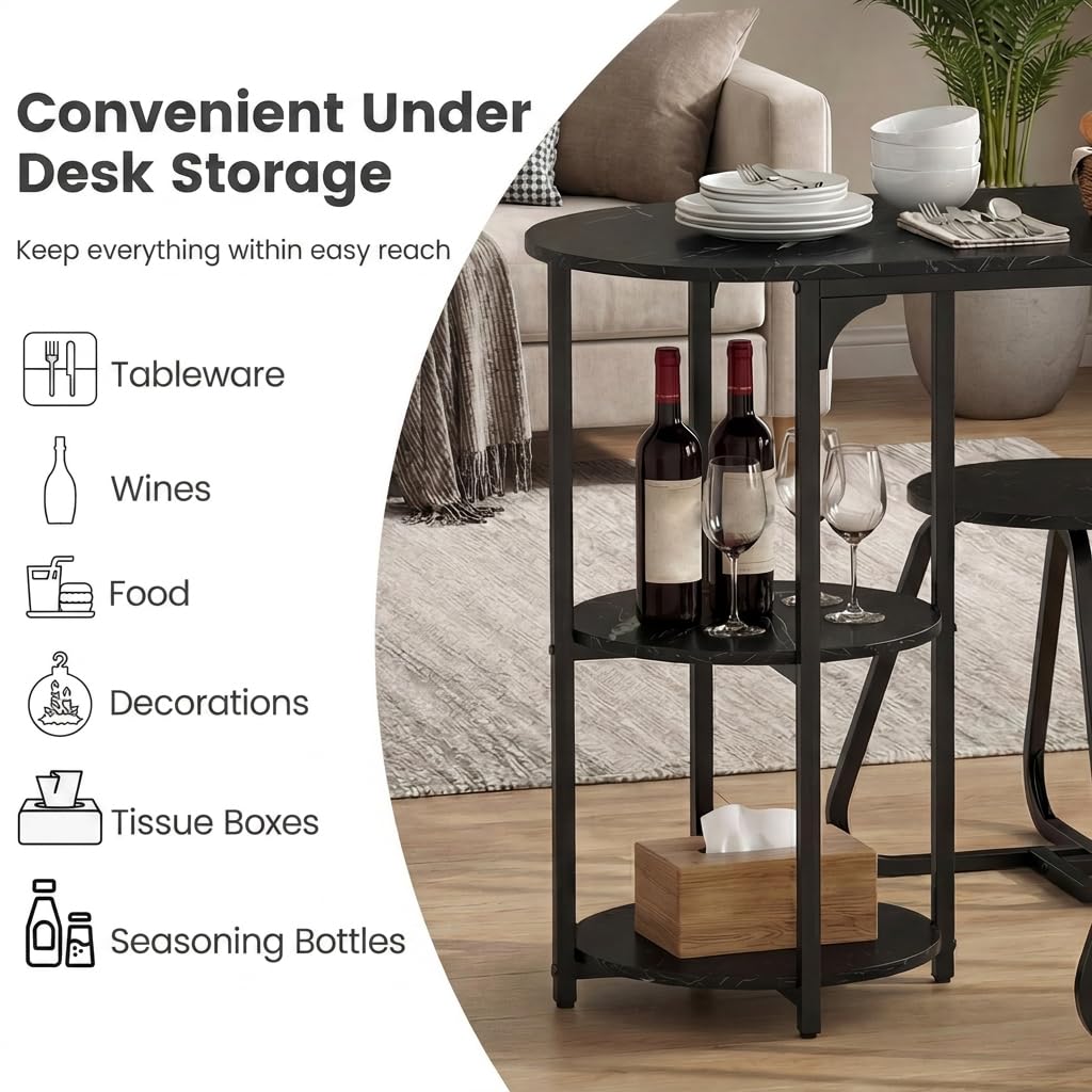 GiantexUK 3-Piece Dining Table Set, Wooden Kitchen Table and Stools