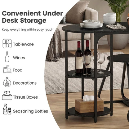 GiantexUK 3-Piece Dining Table Set, Wooden Kitchen Table and Stools