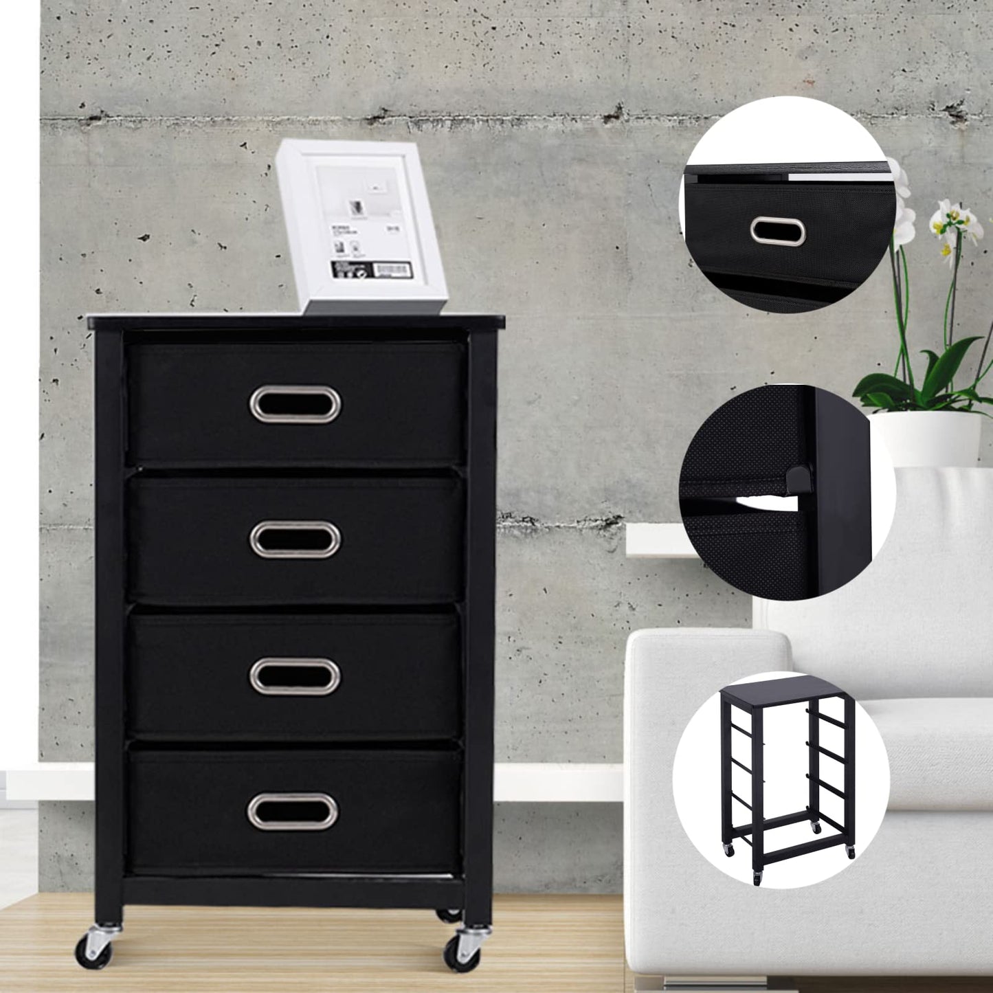 Mobile Filing Cabinet with 4 Drawers