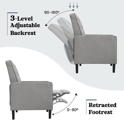 Giantex Accent Armchair, 3-Position Adjustable Sofa Chair Leisure Seat with Extendable Footrest