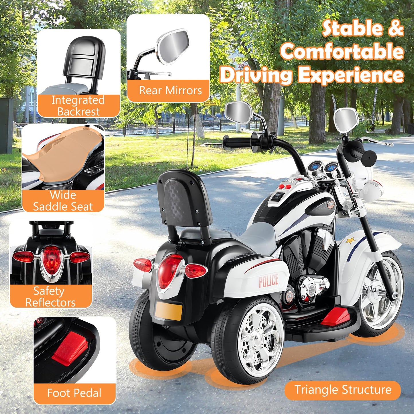 Kids Electric Motorcycle Motorbike 6V Battery Horn Headlight