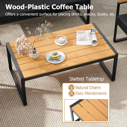 4 Pieces Patio Furniture Set with Thick Cushions for Backyard
