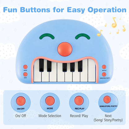 13-Key Kids Piano Keyboard Interactive Toy Digital Piano with Smiling Face