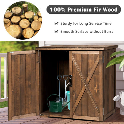 GiantexUK Wooden Garden Shed, Outdoor Tool Storage Cabinet with Double Doors