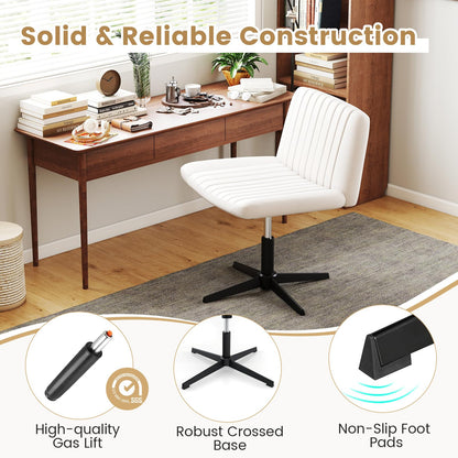 Armless Office Chair, Cross Legged Desk Chair with Wide Seat