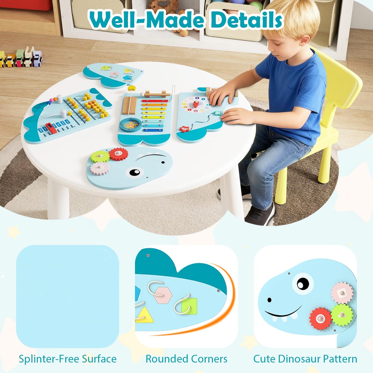 Activity Wall Busy Board Panels, 11 in 1 Wooden Sensory Wall Toy