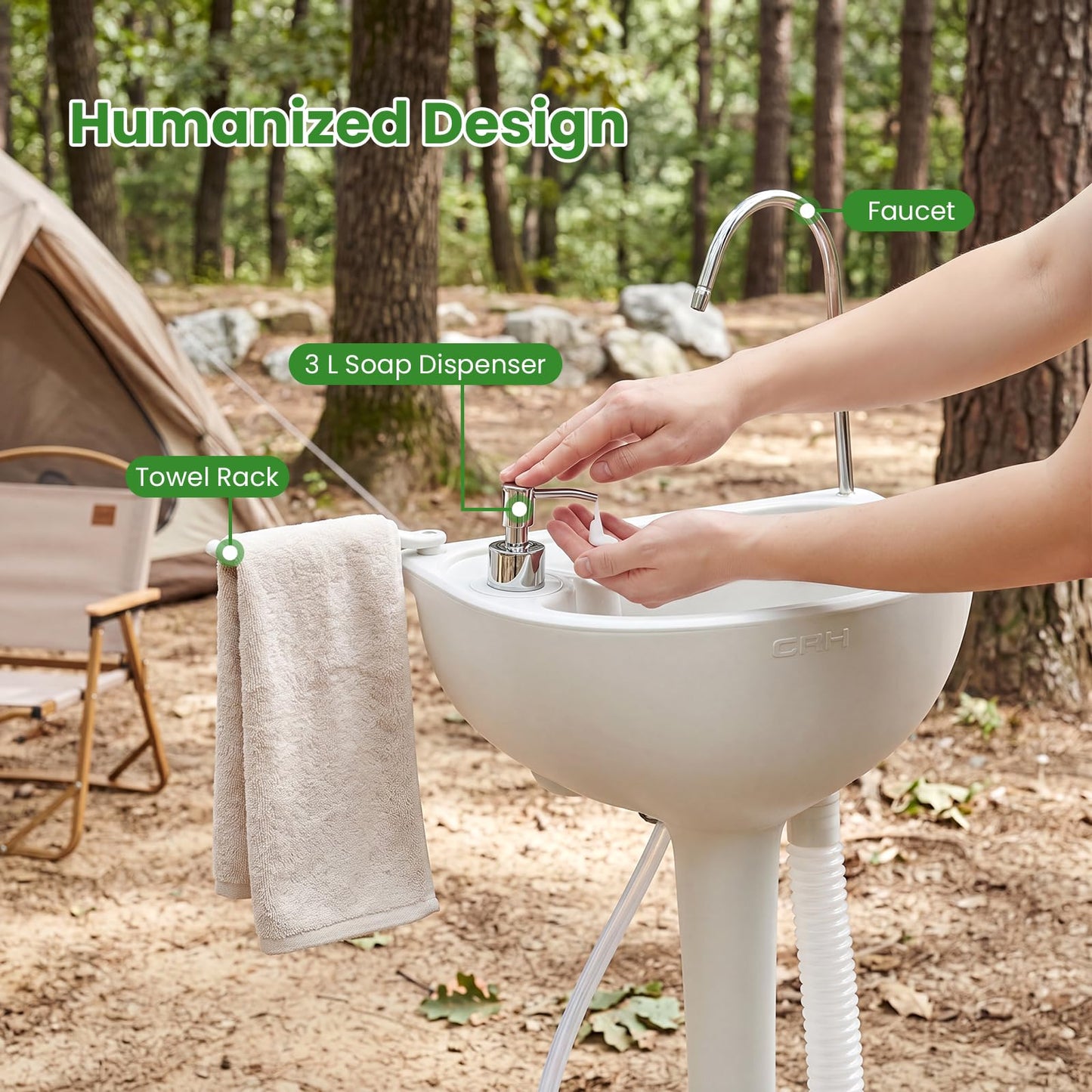 Portable Camping Sink, 17L Water Capacity Hand Wash Basin Stand
