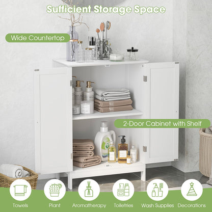 Double Door Bathroom Floor Cabinet with Shelf
