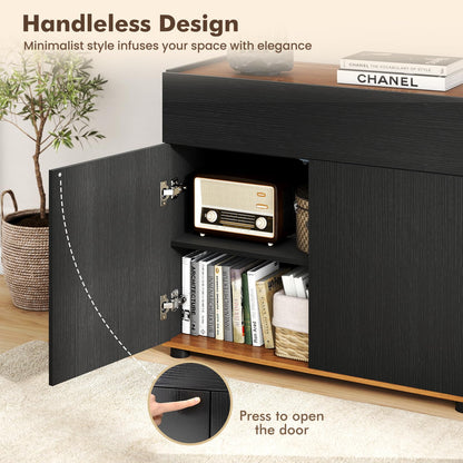 Storage Cabinet, 2 Door Buffet Sideboard with Push-to-Open Design, Drawer & 2 Anti-tipping Devices