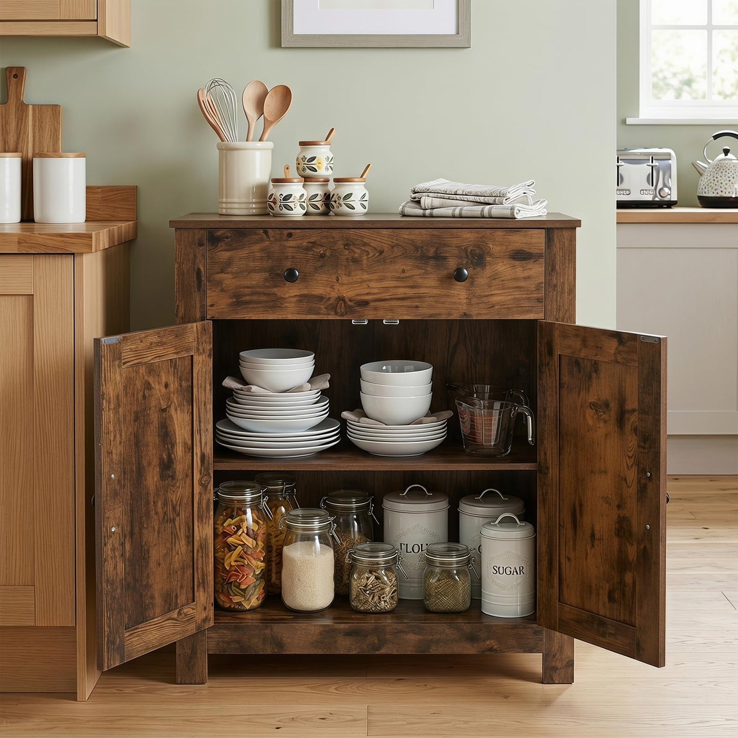 Storage Cabinet with Drawer & 2 Doors,80 x 40 x 92cm