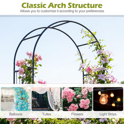 Garden Arch with Gate, Metal Pergola Arbor Trellis for Climbing Plant