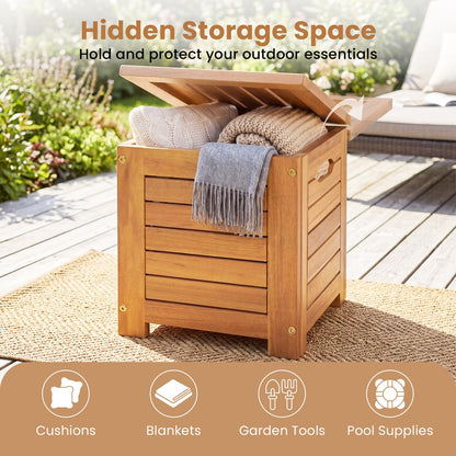 4-Piece Garden Bench and Storage Box Set, Acacia Wood Backless Patio Bench and Deck Boxes