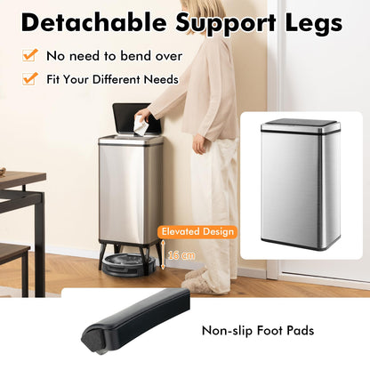50L Stainless Steel Trash Can Automatic Motion Sensor Garbage Bin