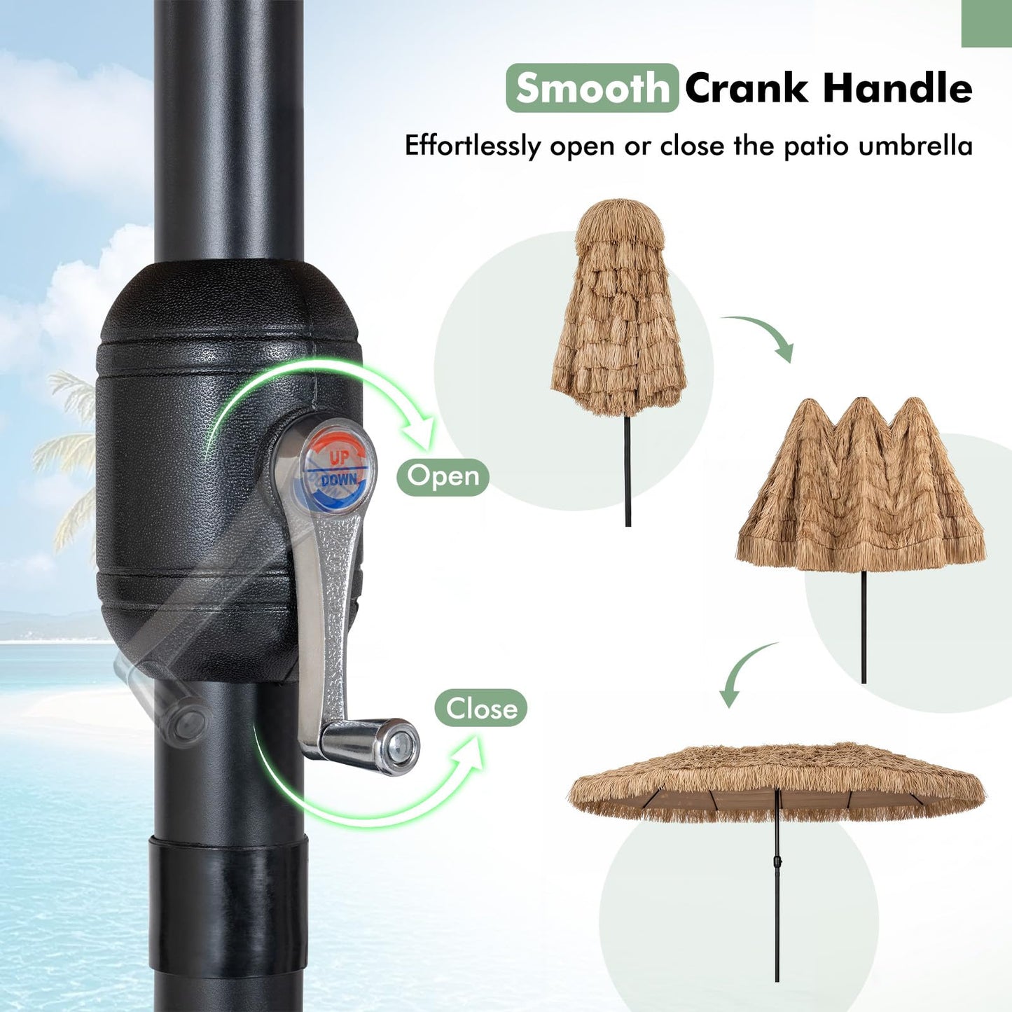 4.5m Double-Sided Thatched Tiki Parasol, Outdoor Extra Large Sun Umbrella