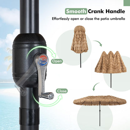 4.5m Double-Sided Thatched Tiki Parasol, Outdoor Extra Large Sun Umbrella