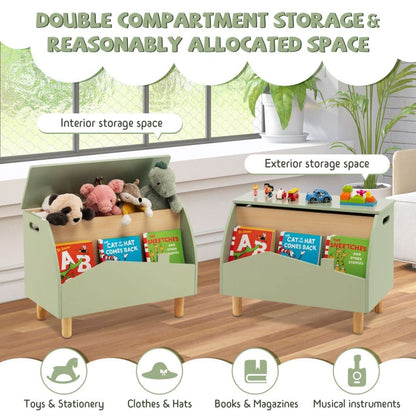 Giantex Wooden Toy Box Kids Storage Chest with Flip-top Lid Multifunctional Children's Organizer