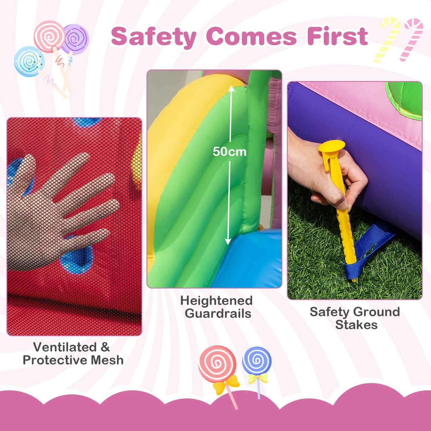 Kids Inflatable Water Park with Slide Blow up Bouncy Castle House for Summer Outdoor Play
