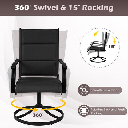 Swivel Garden Chairs Set of 2, Patio Dining Chairs with Backrest & Armrest