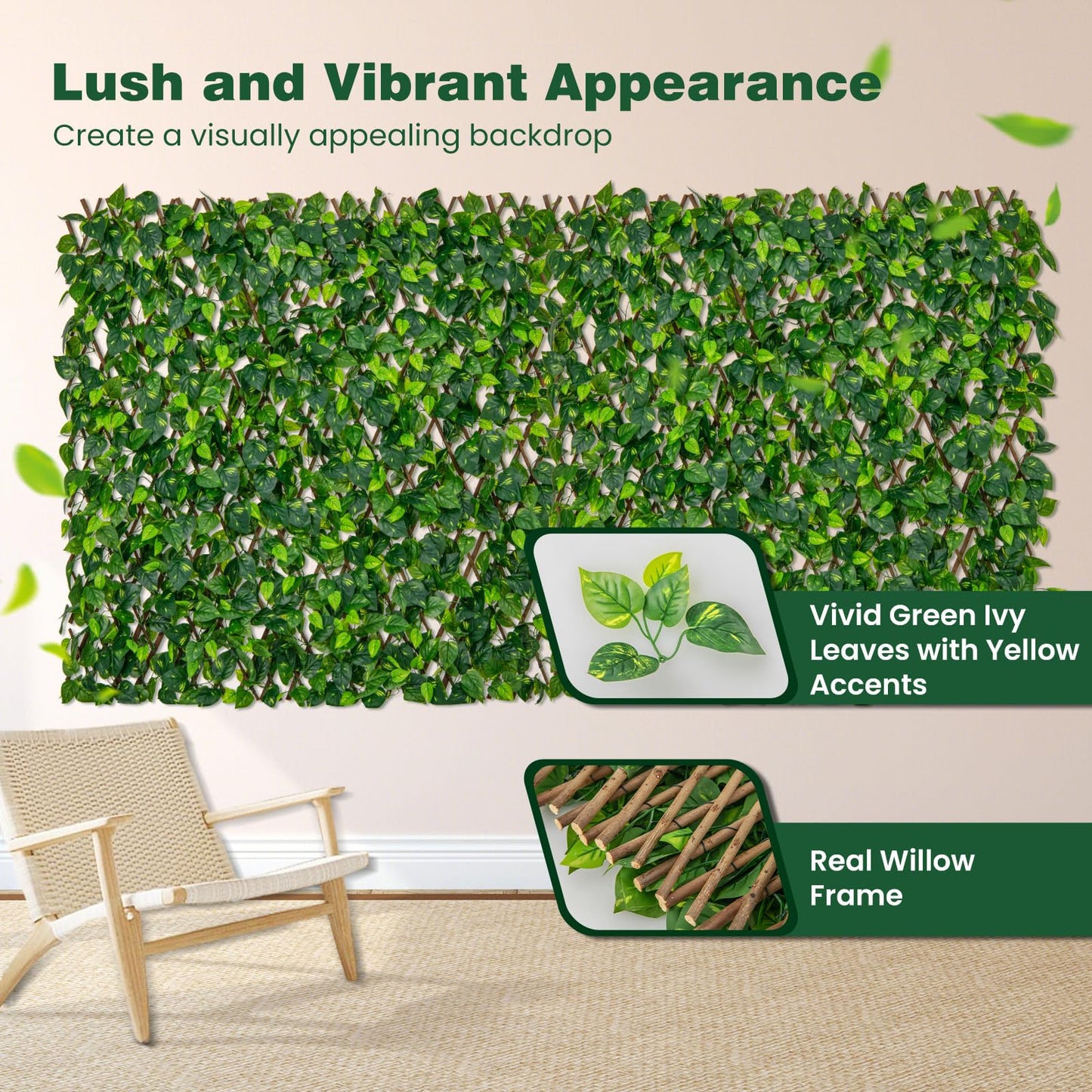 Expandable Fence Privacy Scree with Real Willow Frame