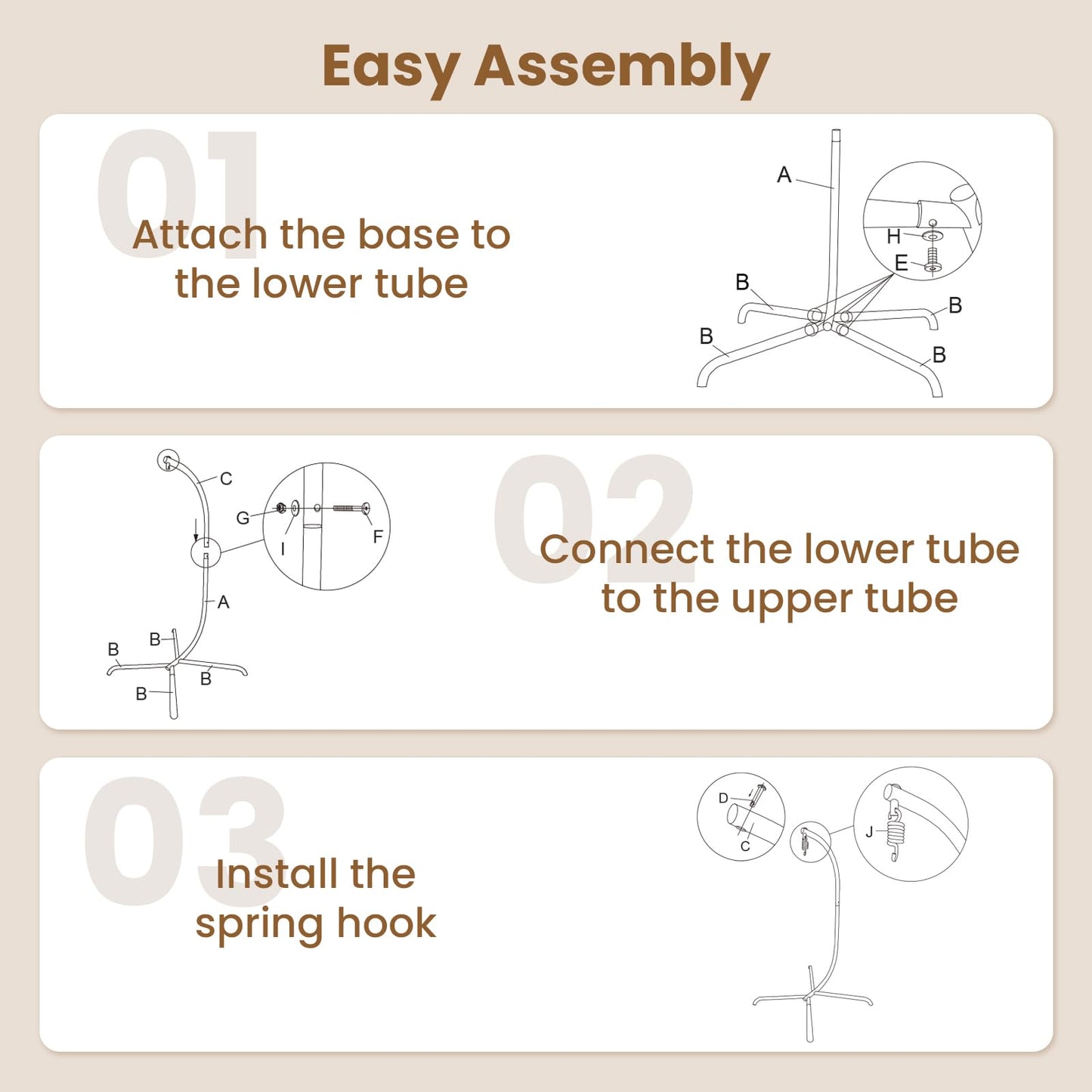 C Frame Hammock Chair Stand for Living Room