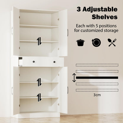183cm Tall Kitchen Pantry with 4 Barn Doors and 3 Adjustable Shelves