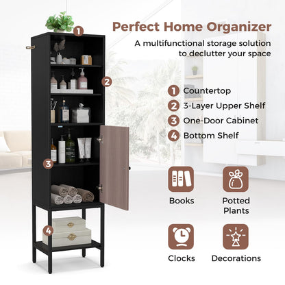 Tall Storage Cabinet with Adjustable Shelf and Bottom Storage