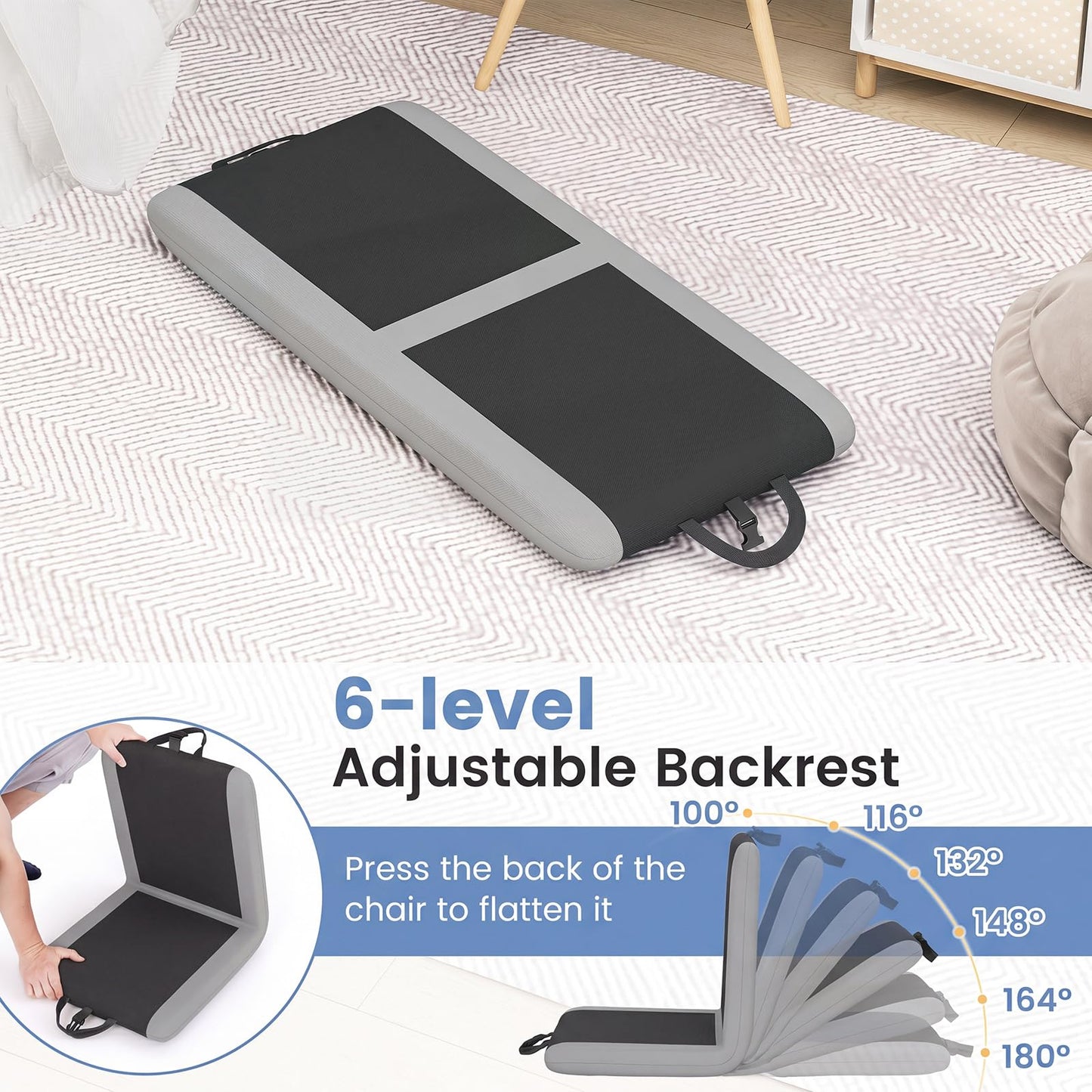 Padded Stadium Seat with Back Support and 6 Reclining Positions