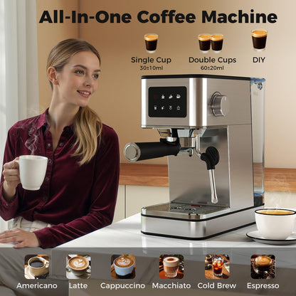Coffee Maker with Milk Frother 20 Bar Espresso Machine