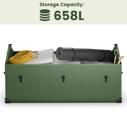 658L Outdoor Storage Box Tarpaulin Deck Box with Ventilated Window