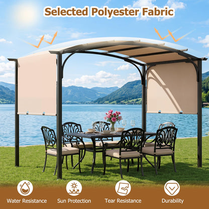 Retractable Pergola, Large Garden Pergola with Sun Shade Canopy, Outdoor Arched Patio Shelter